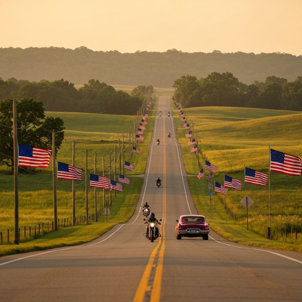 Scenic Missouri road with vehicles